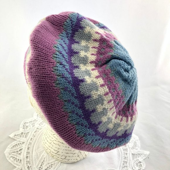Vintage Knit Beret Sweater Hat Fall Winter Slouchy - Picture 3 of 5